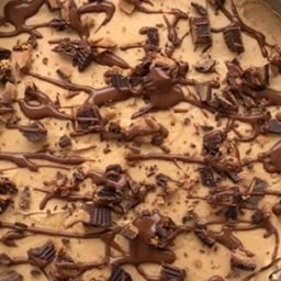 Chocolate and Peanut Butter Keto Poke Cake