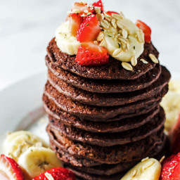 Chocolate Banana Oatmeal Pancakes (vegan and gluten-free)