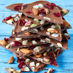 Chocolate Bark with nuts and cranberries