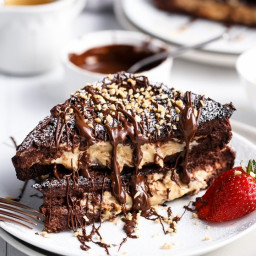 Chocolate Brownie Peanut Butter Cheesecake Stuffed French Toasts