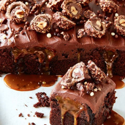 Chocolate caramel poke cake