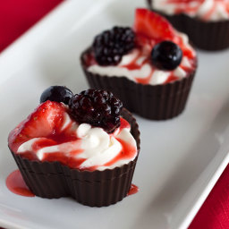 Chocolate Cheesecake Mousse Cups with Berry Compote