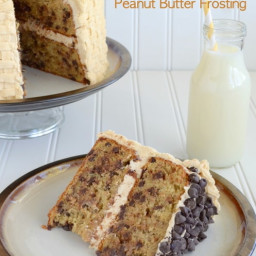 Chocolate Chip Banana Cake with Honey Peanut Butter Frosting
