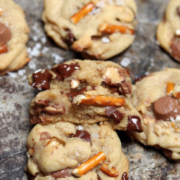 Chocolate Chip, Peanut Butter Cup, and Pretzel Cookies (Sweet & Salty!)