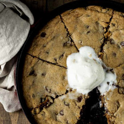 Chocolate Chip Skillet Cookie with Salted Caramel