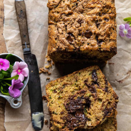 Chocolate Chunk Almond Butter Zucchini Bread with Salted Maple Butter