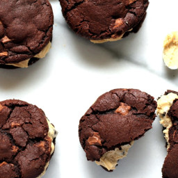 Chocolate cookie sandwiches with cream cheese cookie dough filling
