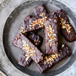 Chocolate Covered Almond Butter Puffed Millet Bars