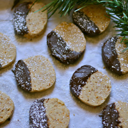 Chocolate Dipped Almond Shortbread Cookies