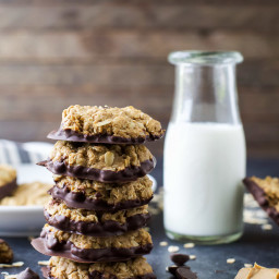 Chocolate Dipped Oatmeal Peanut Butter Cookies