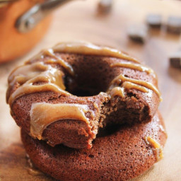 Chocolate Donuts with Easy Almond Butter Caramel
