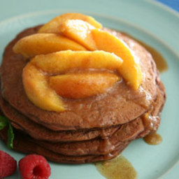 Chocolate Griddle Cakes with Cinnamon Peaches