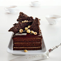 Chocolate Hazelnut Cake with Praline Chocolate Crunch