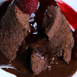 Chocolate Lava Cake With Raspberry Coulis