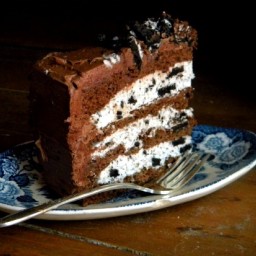 Chocolate Layer Cake with Cookies and Cream Filling