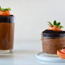 Chocolate Mousse with Strawberry “Carrots”