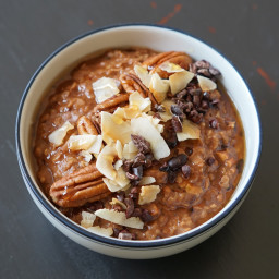 Chocolate Oatmeal with Toasted Pecans & Coconut