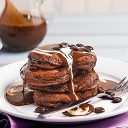 Chocolate pancakes with chocolate sauce