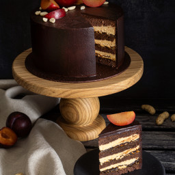 Chocolate Peanut Butter Cake with Dried Prune Jam