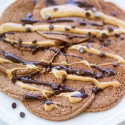 Chocolate Peanut Butter Protein Pancakes