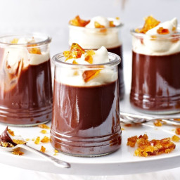 Chocolate pots with salted caramel toffee
