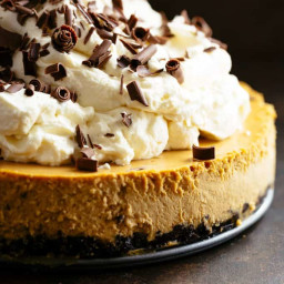 Chocolate Pumpkin Cheesecake (with an optional bourbon whipped cream toppin