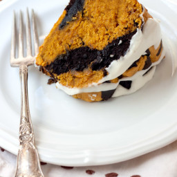 Chocolate-Pumpkin Marble Cake with Cream Cheese Glaze