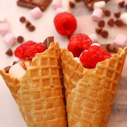 Chocolate, Raspberry & Marshmallow Cone S’mores