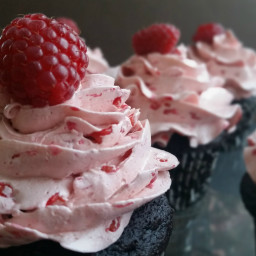 Chocolate Raspberry Cupcakes Crowned with Raspberry Buttercream