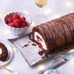 Chocolate raspberry Swiss roll