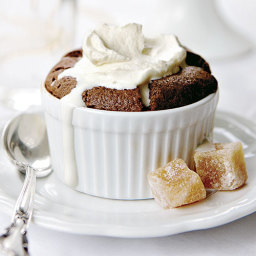Chocolate Soufflés with Brown Sugar and Rum Whipped Cream