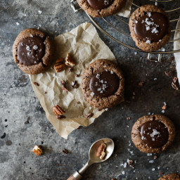 Chocolate Tahini Thumbprint Cookies