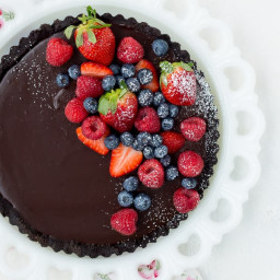 Chocolate Tart Recipe - NO BAKE - 4 Ingredients! (with video)