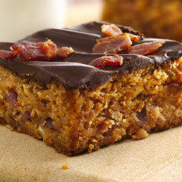 Chocolate-Topped Peanut Butter-Bacon Bars