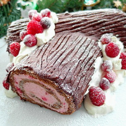 Chocolate Yule Log with Cran-Raspberry Mascarpone Filling