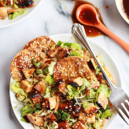 Chopped Asian BBQ Chicken Salad with Homemade Honey-Sesame Crackers