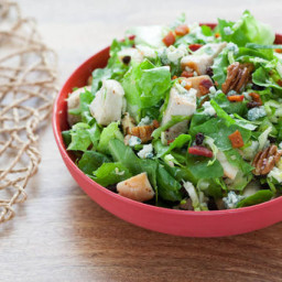 Chopped Chicken and Brussels Sprouts Salad with Blue Cheese, Currants and C