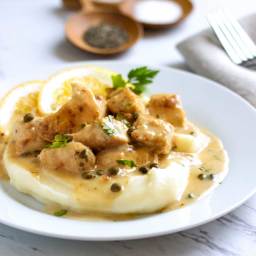 Chopped Chicken Piccata and Mashed Potatoes