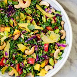 Chopped Thai Kale Salad with Peanut Ginger Dressing