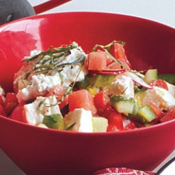 Chopped Veggie Salad with Watermelon and Feta Cheese
