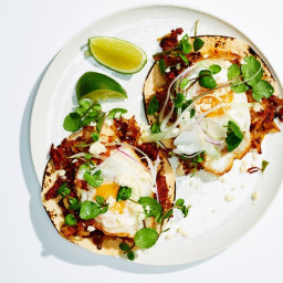 Chorizo Breakfast Tacos with Potato Hash and Fried Eggs