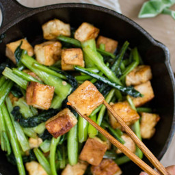 Choy Sum (Chinese green) and Tofu in Garlic Sauce
