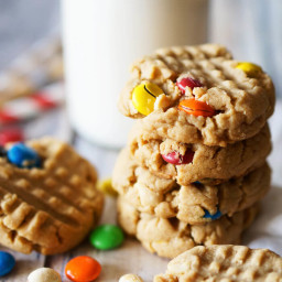 Chunky Peanut Butter Cookies with M&M's