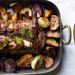Cider-Brined Pork Roast with Potatoes and Onions