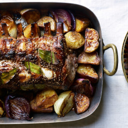 Cider-Brined Pork Roast with Potatoes and Onions
