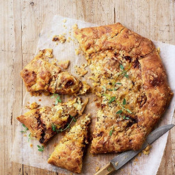 Cider-cooked apple, onion and cheese galette