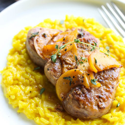 Cider Glazed Pork Medallions with Turmeric Risotto