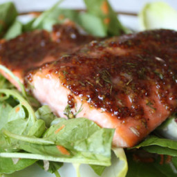 Cider-Glazed Salmon with Watercress, Endive and Red Grape Salad