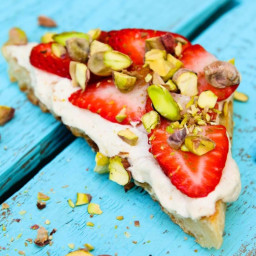 Cinnamon-Infused Vegan Mascarpone on Focaccia Topped with Strawberries and 
