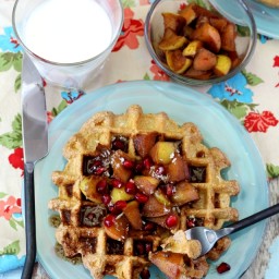 Cinnamon Protein Waffles with Warm Apple Topping
